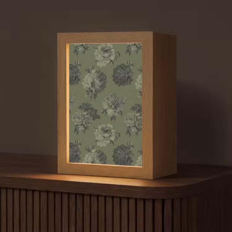 Klassiek - botanisch - olijfgroen - bloemen Light Box met kabel (Tafellamp) klein 925 -z3d_website