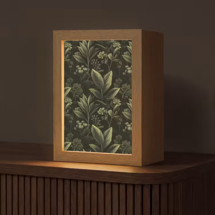 Klassiek - Donker - Botanisch - Planten Light Box met kabel (Tafellamp) klein 925 -z3d_website