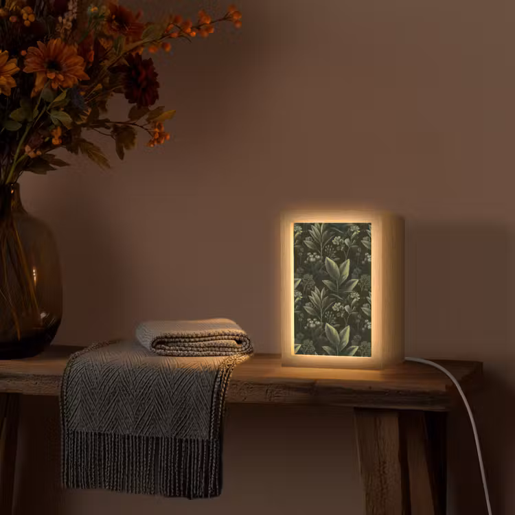 Klassiek - Donker - Botanisch - Planten Light Box met kabel (Tafellamp) klein 925 -sfeer4