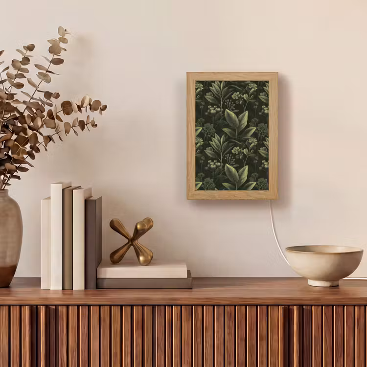 Klassiek - Donker - Botanisch - Planten Light Box met kabel (Tafellamp) klein 925 -sfeer2