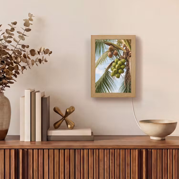 Personalisierte Lightbox - Kokosnuss – Baum – Tropisch – Natur – Grün - Kokosnoot - Boom - Tropisch - Natuur - Groen Light Box met kabel (Tafellamp) klein