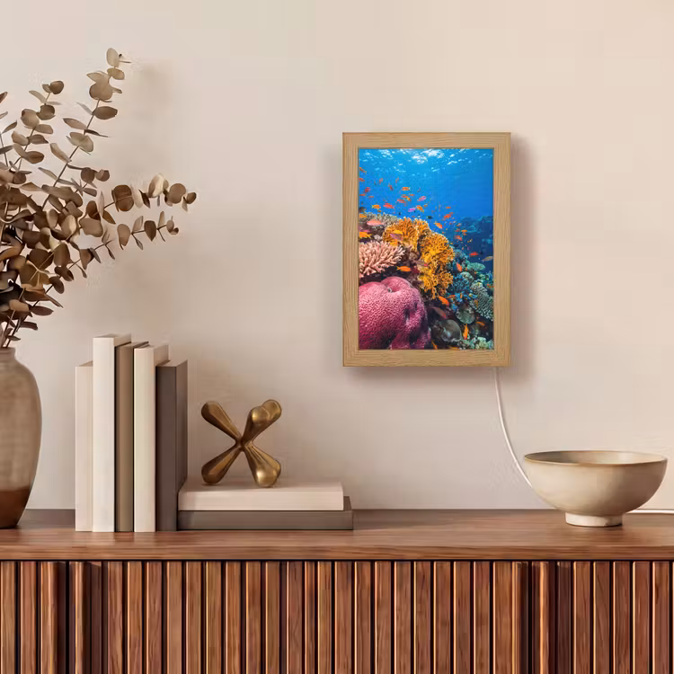 Koraal - Vissen - Oceaan - Natuur - Kleurrijk Light Box met kabel (Tafellamp) klein -sfeer2