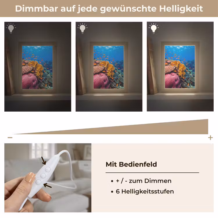 Koraal - Vissen - Oceaan - Natuur - Kleurrijk Light Box met kabel (Tafellamp) klein -USP_dimbaarDE