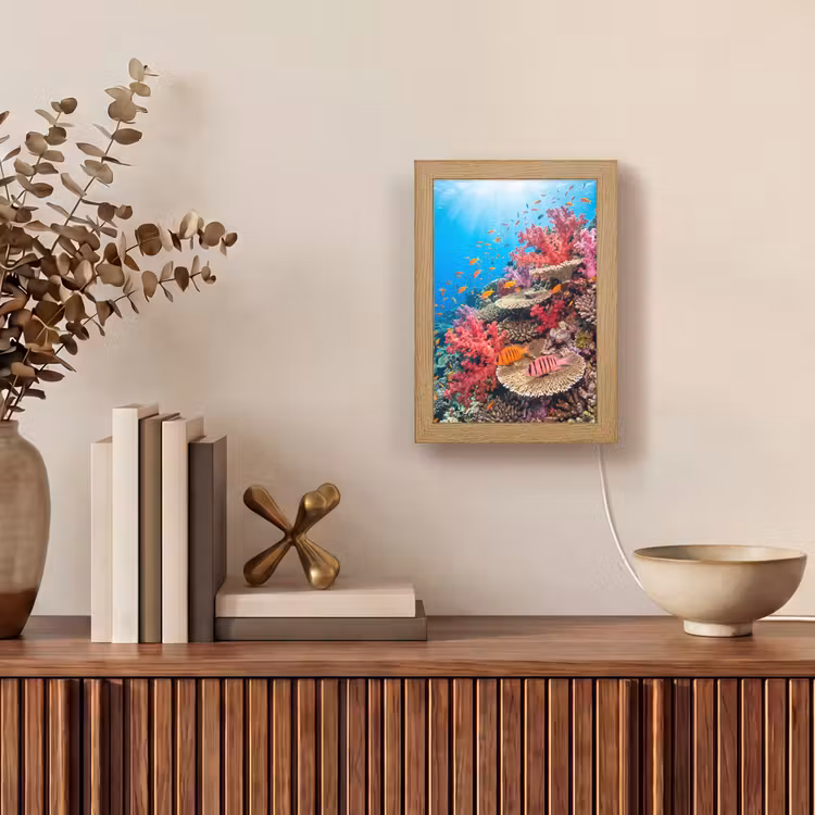 Koraalrif - Vissen - Onderwater - Tropisch - Rood Light Box met kabel (Tafellamp) klein -sfeer2