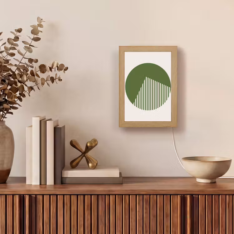Personalisierte Lightbox - Kreis – Streifen – Geometrisch – Abstrakt – Grün - Cirkel - Strepen - Geometrisch - Abstract - Groen Light Box met kabel (Tafellamp) klein
