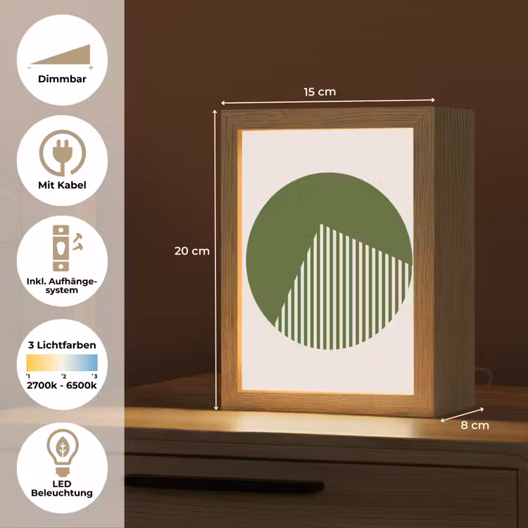 Personalisierte Lightbox - Kreis – Streifen – Geometrisch – Abstrakt – Grün - Cirkel - Strepen - Geometrisch - Abstract - Groen Light Box met kabel (Tafellamp) klein