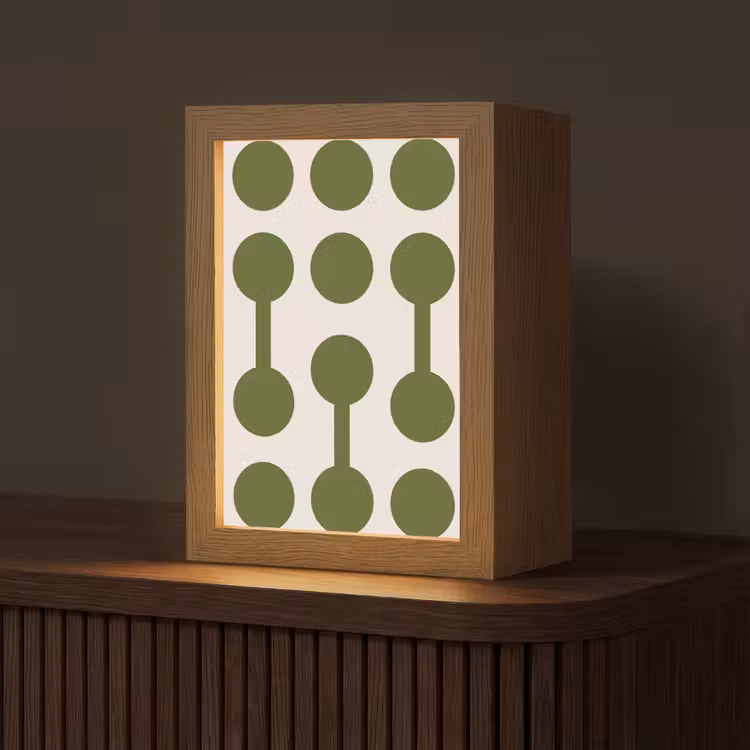 Personalisierte Lightbox - Kreise – Geometrisch – Abstrakt – Modern – Grün - Cirkels - Geometrisch - Abstract - Modern - Groen Light Box met kabel (Tafellamp) klein