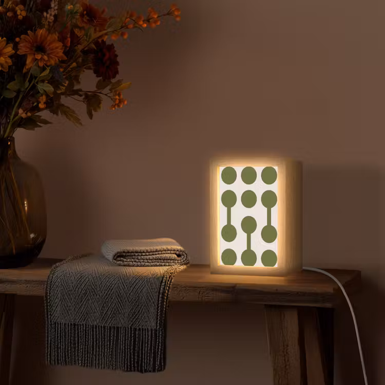 Personalisierte Lightbox - Kreise – Geometrisch – Abstrakt – Modern – Grün - Cirkels - Geometrisch - Abstract - Modern - Groen Light Box met kabel (Tafellamp) klein