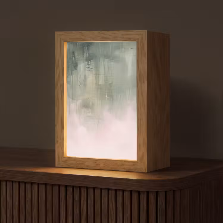 Personalisierte Lightbox - Kunst – Abstrakt – Modern – Grün – Rosa - Kunst - Abstract - Modern - Groen - Roze Light Box met kabel (Tafellamp) klein