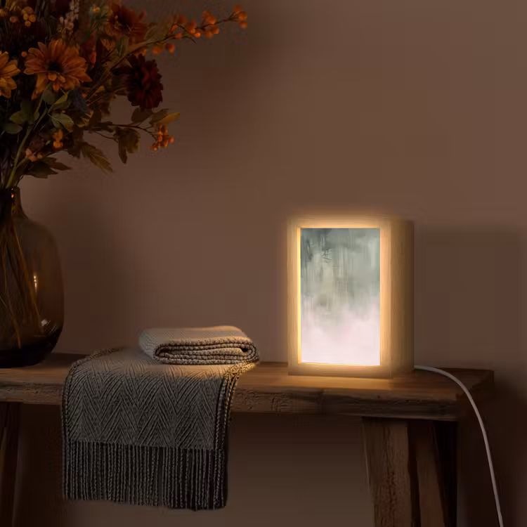 Personalisierte Lightbox - Kunst – Abstrakt – Modern – Grün – Rosa - Kunst - Abstract - Modern - Groen - Roze Light Box met kabel (Tafellamp) klein