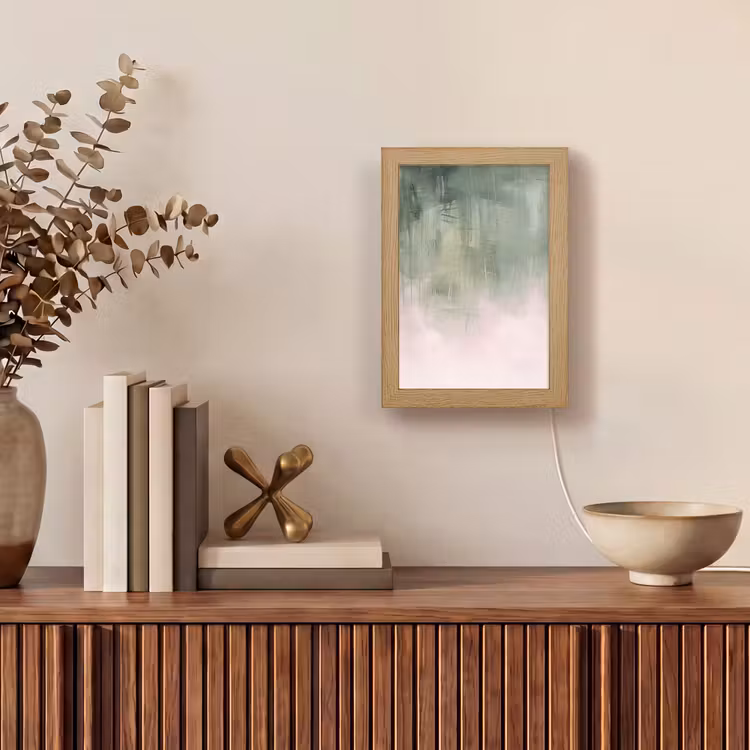 Personalisierte Lightbox - Kunst – Abstrakt – Modern – Grün – Rosa - Kunst - Abstract - Modern - Groen - Roze Light Box met kabel (Tafellamp) klein