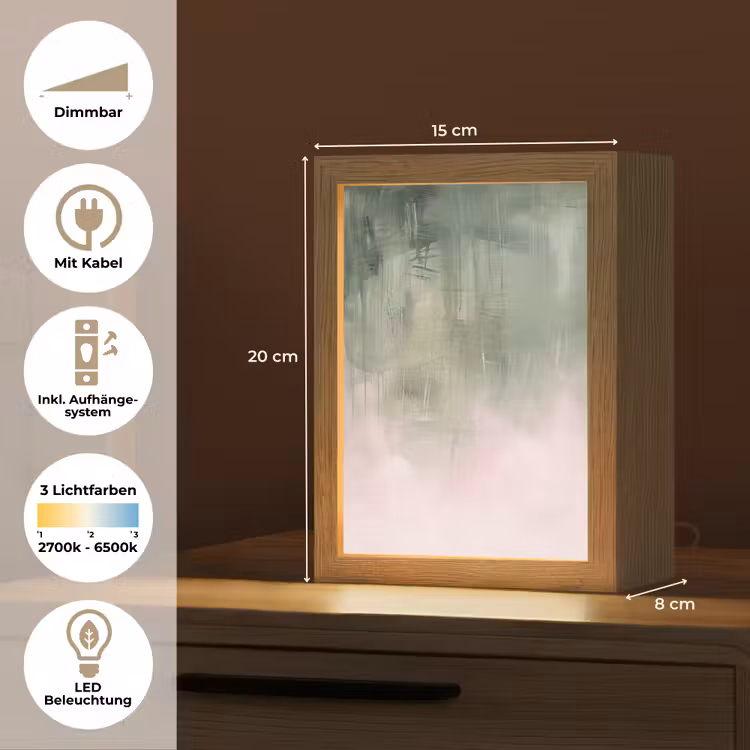 Personalisierte Lightbox - Kunst – Abstrakt – Modern – Grün – Rosa - Kunst - Abstract - Modern - Groen - Roze Light Box met kabel (Tafellamp) klein