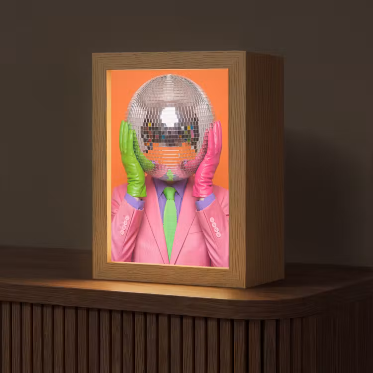 Kunst - Disco bal - Kleurrijk - Modern - Studio Light Box met kabel (Tafellamp) klein -z3d_website