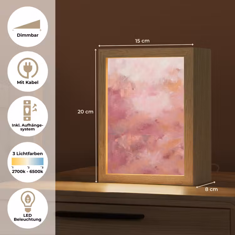 Personalisierte Lightbox - Kunst – Fließend – Pastell – Abstrakt - Kunst - Vloeiend - Pastel - Abstract Light Box met kabel (Tafellamp) klein