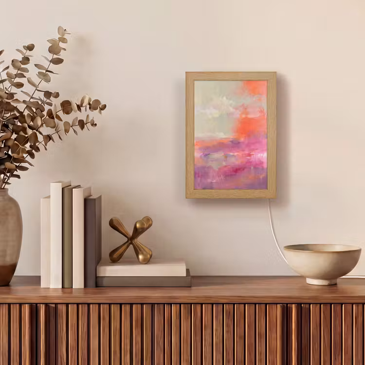Personalisierte Lightbox - Kunst – Fließend – Übergänge – Orange - Kunst - Vloeiend - Overgangen - Oranje Light Box met kabel (Tafellamp) klein