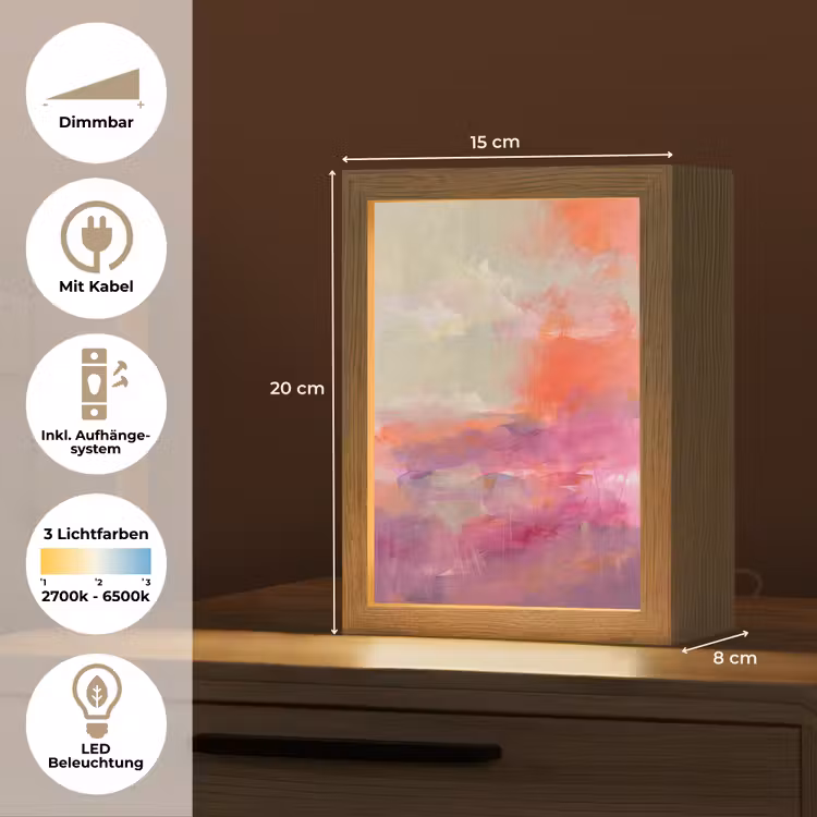 Personalisierte Lightbox - Kunst – Fließend – Übergänge – Orange - Kunst - Vloeiend - Overgangen - Oranje Light Box met kabel (Tafellamp) klein