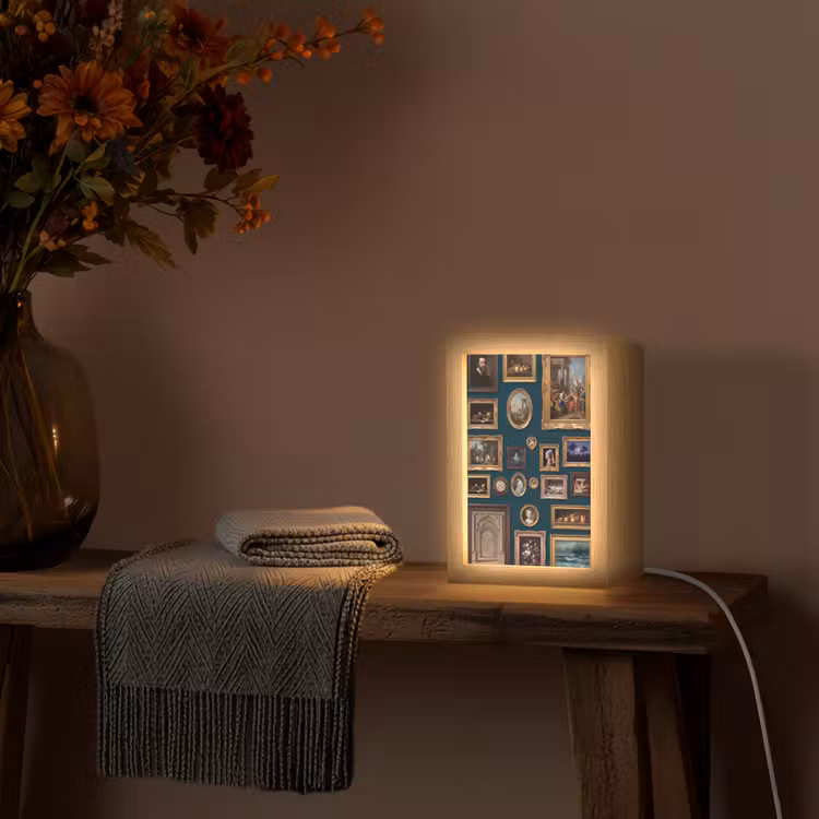 Kunst - Schilderijen - Decoratie - Klassiek - Groen Light Box met kabel (Tafellamp) klein -sfeer4