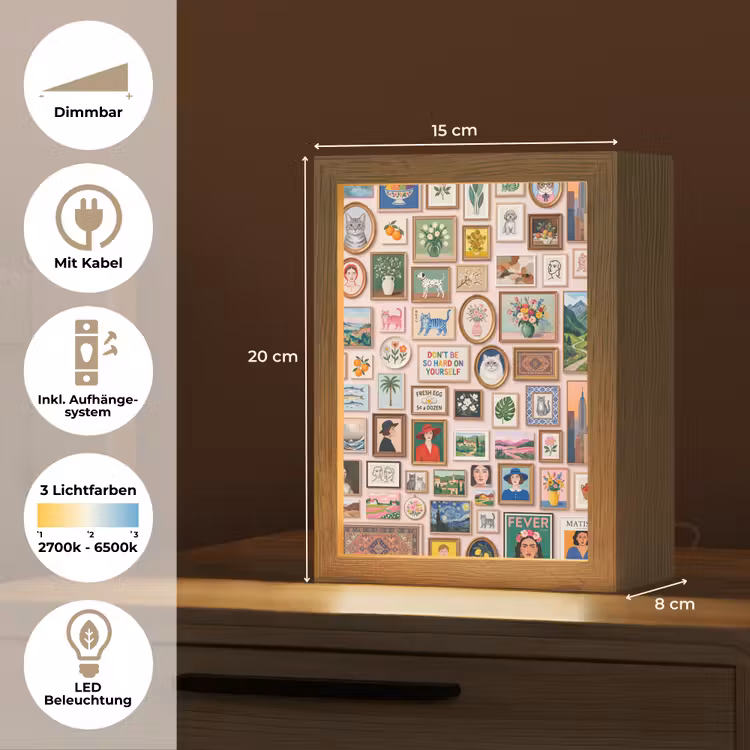 Kunst - Collectie - Decoratie - Modern - Kleurrijk Light Box met kabel (Tafellamp) klein -USP_DE