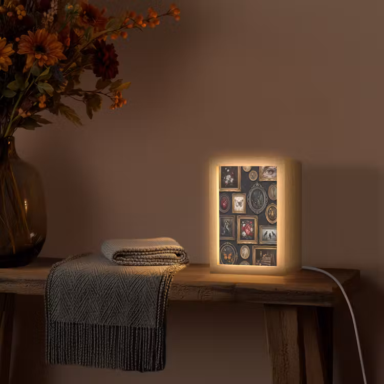 Kunst - Collectie - Vintage - Klassiek - Donker Light Box met kabel (Tafellamp) klein -sfeer4