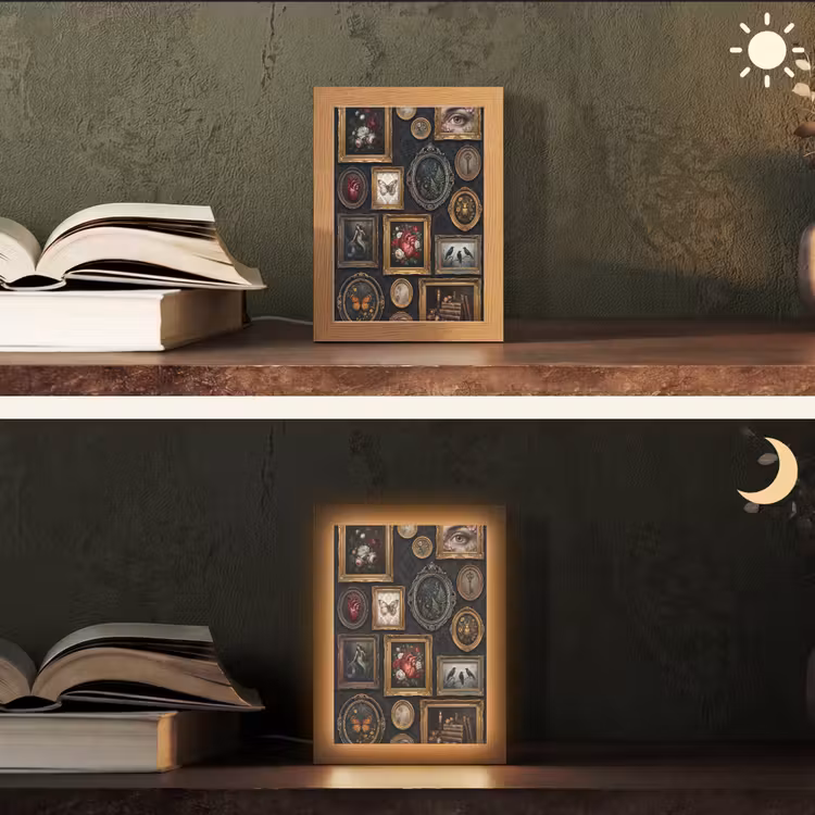 Kunst - Collectie - Vintage - Klassiek - Donker Light Box met kabel (Tafellamp) klein -sfeer3