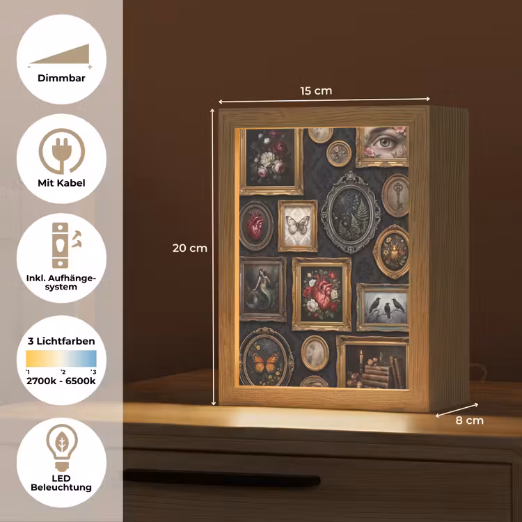Kunst - Collectie - Vintage - Klassiek - Donker Light Box met kabel (Tafellamp) klein -USP_DE