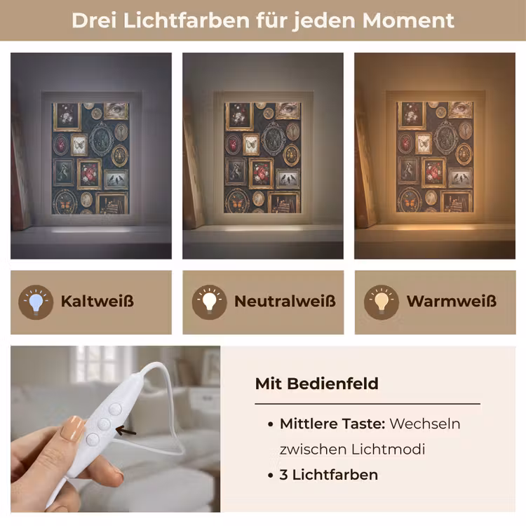 Kunst - Collectie - Vintage - Klassiek - Donker Light Box met kabel (Tafellamp) klein -USP_lichtkleurDE