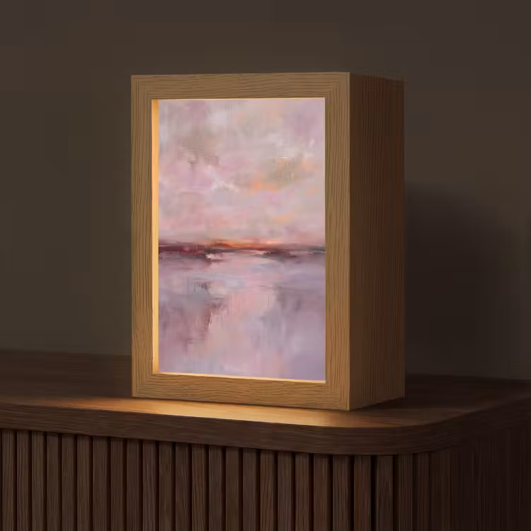 Personalisierte Lightbox - Landschaft – Sonnenuntergang – Abstrakt – Modern – Rosa - Landschap - Zonsondergang - Abstract - Modern - Roze Light Box met kabel (Tafellamp) klein