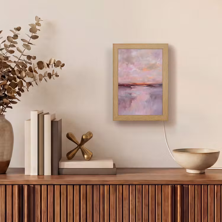 Personalisierte Lightbox - Landschaft – Sonnenuntergang – Abstrakt – Modern – Rosa - Landschap - Zonsondergang - Abstract - Modern - Roze Light Box met kabel (Tafellamp) klein