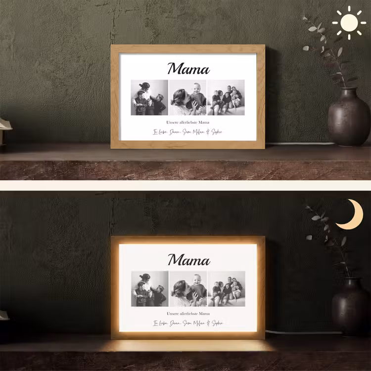 Mama - Fotocollage - 3 Fotos Light Box met kabel (Tafellamp) klein -sfeer3