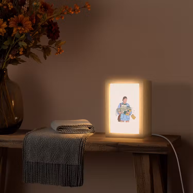 Personalisierte Lightbox - Mensch – Bürobedarf – Arbeit – Modern - Mens - Kantoorartikelen - Werk - Modern Light Box met kabel (Tafellamp) klein
