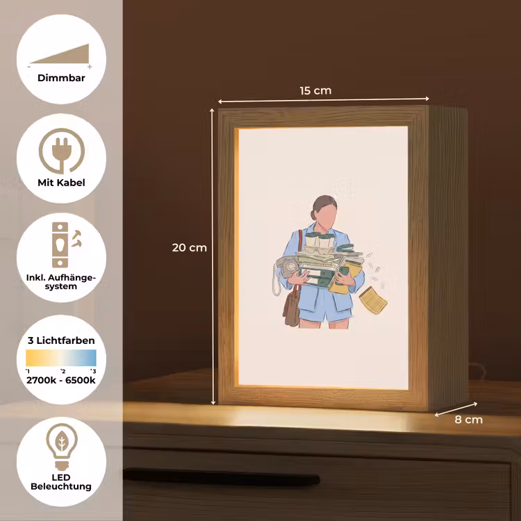 Personalisierte Lightbox - Mensch – Bürobedarf – Arbeit – Modern - Mens - Kantoorartikelen - Werk - Modern Light Box met kabel (Tafellamp) klein