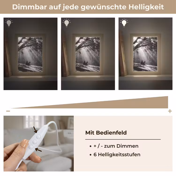 Mens - Hond - Natuur - Zwart-wit - Silhouet Light Box met kabel (Tafellamp) klein -USP_dimbaarDE