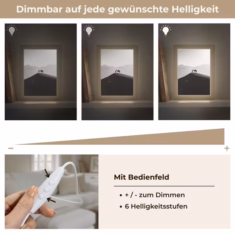 Mens - Kameel - Zandduin - Natuur - Monochroom Light Box met kabel (Tafellamp) klein -USP_dimbaarDE