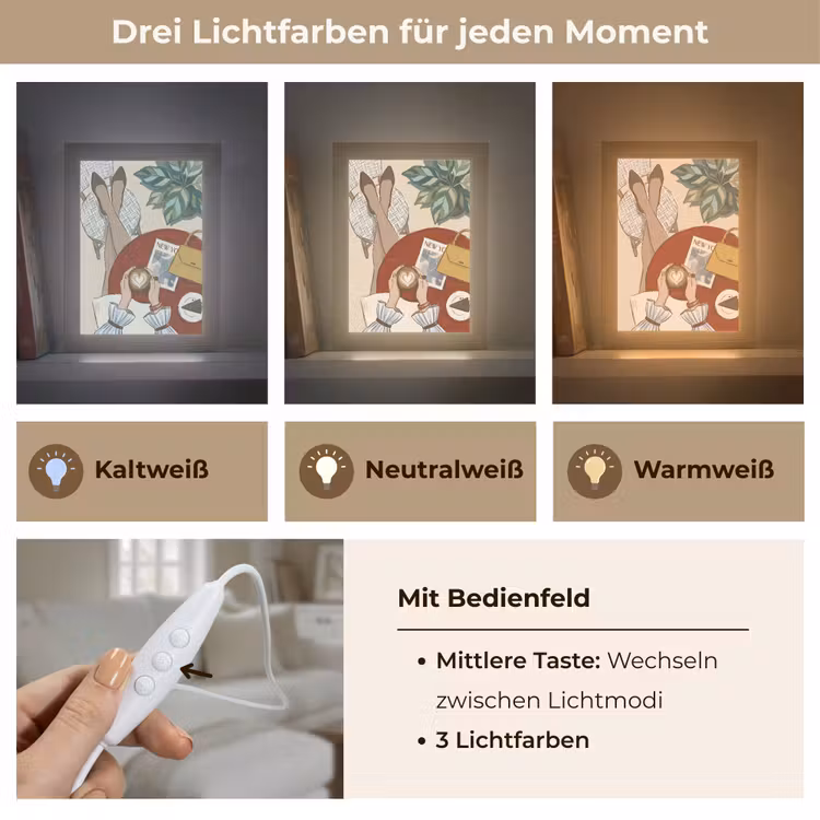 Personalisierte Lightbox - Menschen – Café – Kaffee – Stadtleben – Modern - Mensen - Cafe - Koffie - Stadsleven - Modern Light Box met kabel (Tafellamp) klein