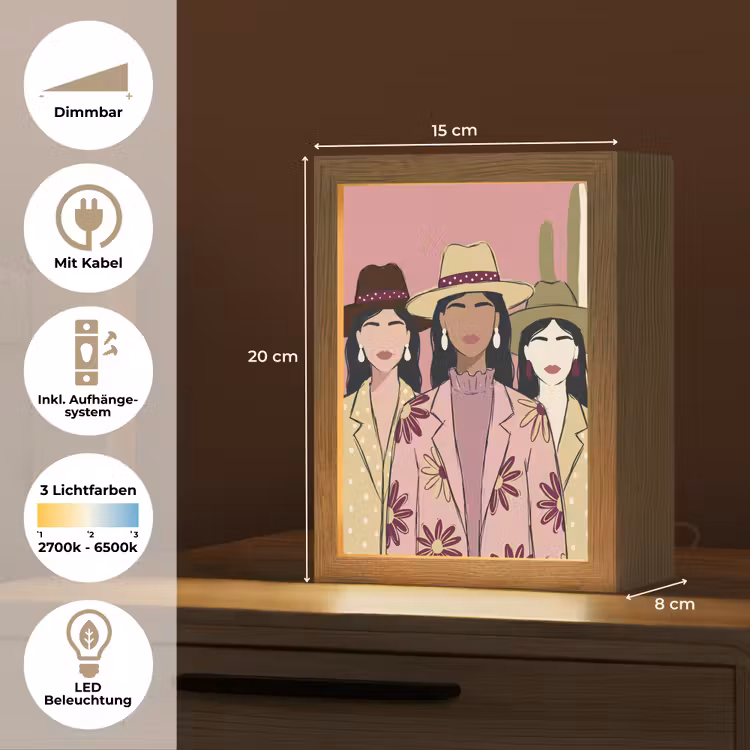 Personalisierte Lightbox - Menschen – Hüte – Abstrakt – Rosa – Porträt - Mensen - Hoeden - Abstract - Roze - Portret Light Box met kabel (Tafellamp) klein