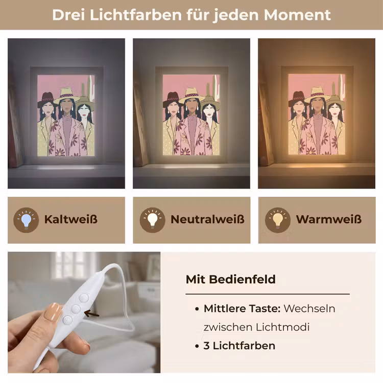 Personalisierte Lightbox - Menschen – Hüte – Abstrakt – Rosa – Porträt - Mensen - Hoeden - Abstract - Roze - Portret Light Box met kabel (Tafellamp) klein