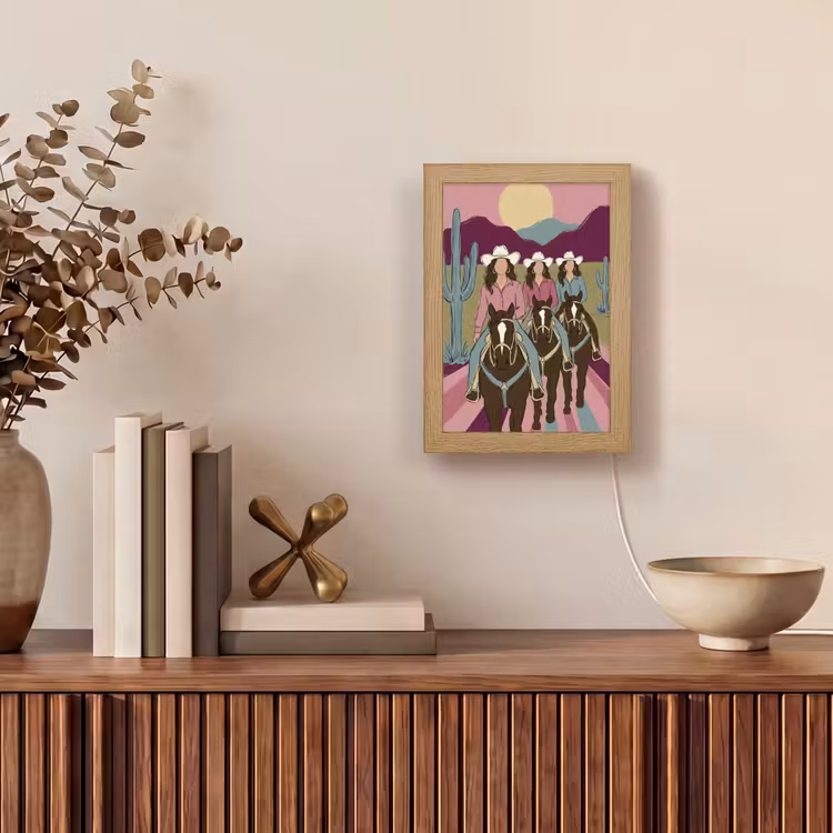 Personalisierte Lightbox - Menschen – Pferd – Wüste – Abstrakt – Rosa - Mensen - Paard - Woestijn - Abstract - Roze Light Box met kabel (Tafellamp) klein
