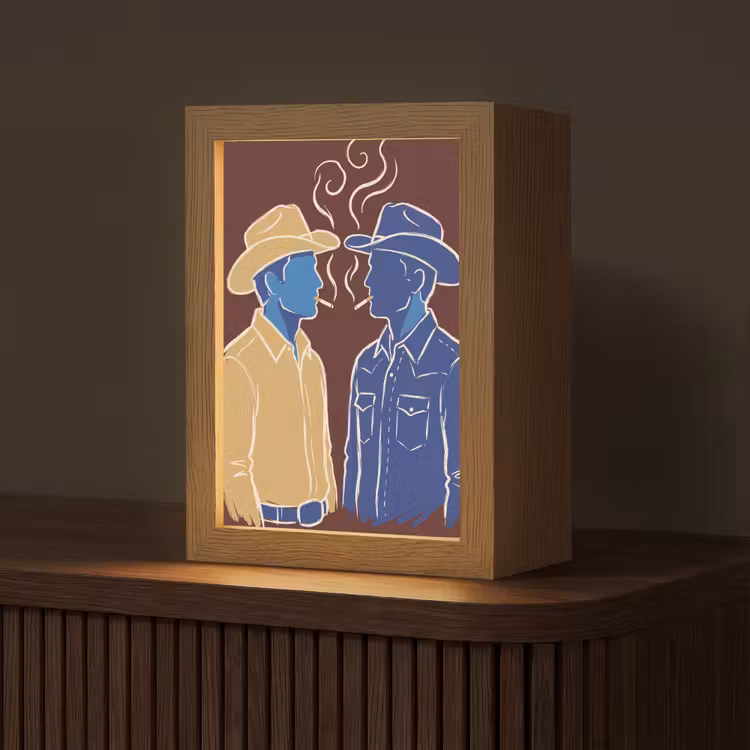 Personalisierte Lightbox - Menschen – Profil – Zigarette – Abstrakt – Kunst - Mensen - Profiel - Sigaret - Abstract - Kunst Light Box met kabel (Tafellamp) klein