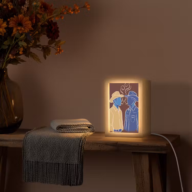 Personalisierte Lightbox - Menschen – Profil – Zigarette – Abstrakt – Kunst - Mensen - Profiel - Sigaret - Abstract - Kunst Light Box met kabel (Tafellamp) klein