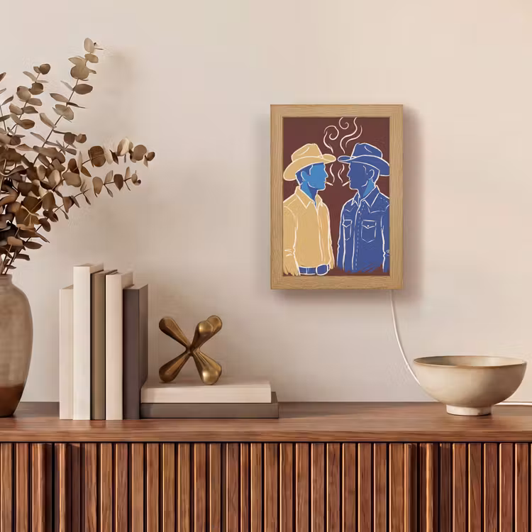 Personalisierte Lightbox - Menschen – Profil – Zigarette – Abstrakt – Kunst - Mensen - Profiel - Sigaret - Abstract - Kunst Light Box met kabel (Tafellamp) klein