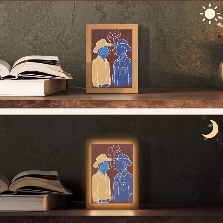 Personalisierte Lightbox - Menschen – Profil – Zigarette – Abstrakt – Kunst - Mensen - Profiel - Sigaret - Abstract - Kunst Light Box met kabel (Tafellamp) klein
