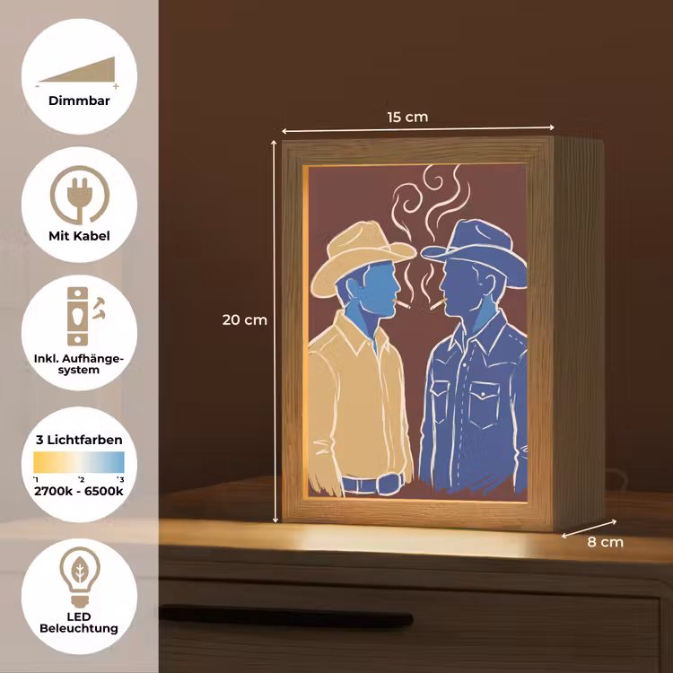 Personalisierte Lightbox - Menschen – Profil – Zigarette – Abstrakt – Kunst - Mensen - Profiel - Sigaret - Abstract - Kunst Light Box met kabel (Tafellamp) klein
