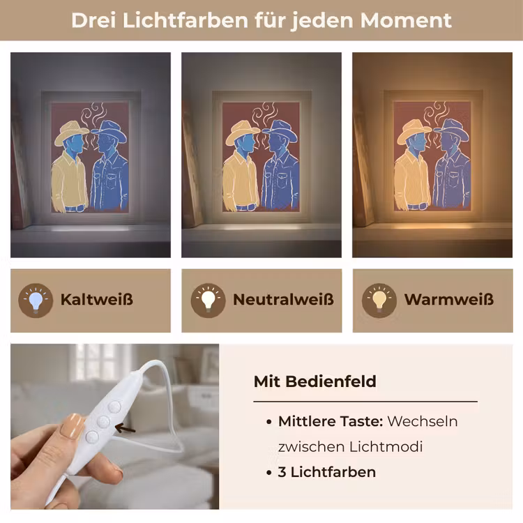 Personalisierte Lightbox - Menschen – Profil – Zigarette – Abstrakt – Kunst - Mensen - Profiel - Sigaret - Abstract - Kunst Light Box met kabel (Tafellamp) klein