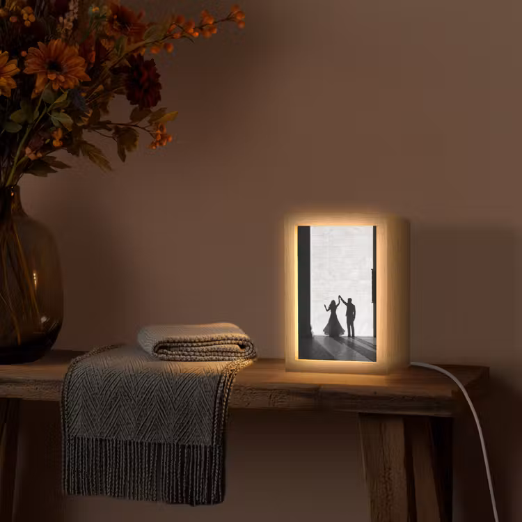 Mensen - Schaduw - Dans - Zwart-wit - Liefde Light Box met kabel (Tafellamp) klein -sfeer4
