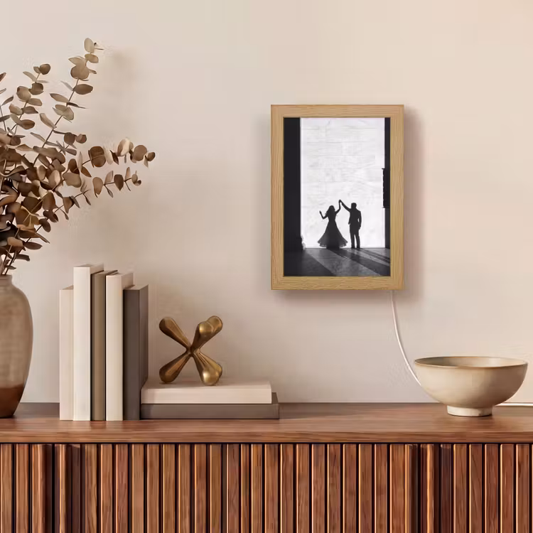 Mensen - Schaduw - Dans - Zwart-wit - Liefde Light Box met kabel (Tafellamp) klein -sfeer2