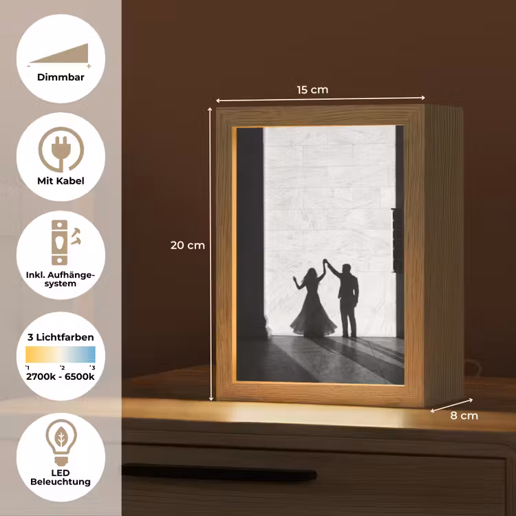 Mensen - Schaduw - Dans - Zwart-wit - Liefde Light Box met kabel (Tafellamp) klein -USP_DE
