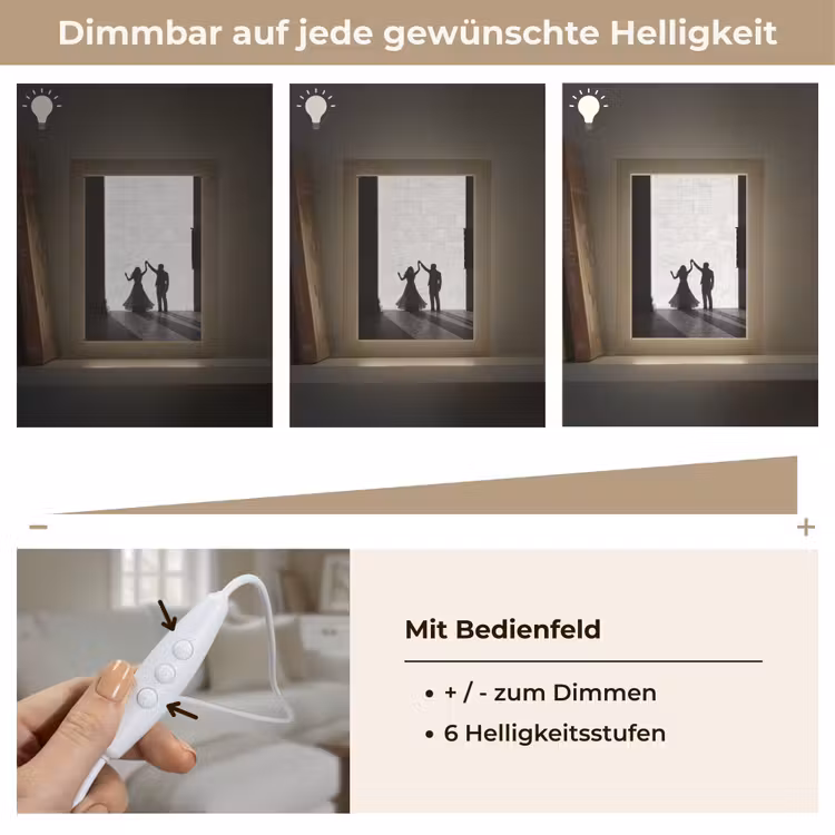 Mensen - Schaduw - Dans - Zwart-wit - Liefde Light Box met kabel (Tafellamp) klein -USP_dimbaarDE