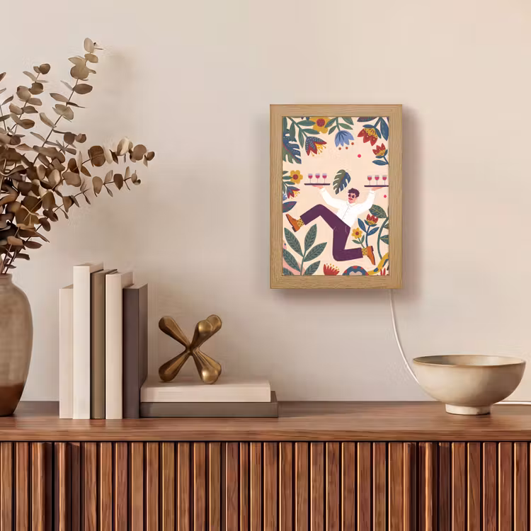Personalisierte Lightbox - Menschen – Tablett – Essen – Modern – Bunt - Mensen - Dienblad - Eten - Modern - Kleurrijk Light Box met kabel (Tafellamp) klein