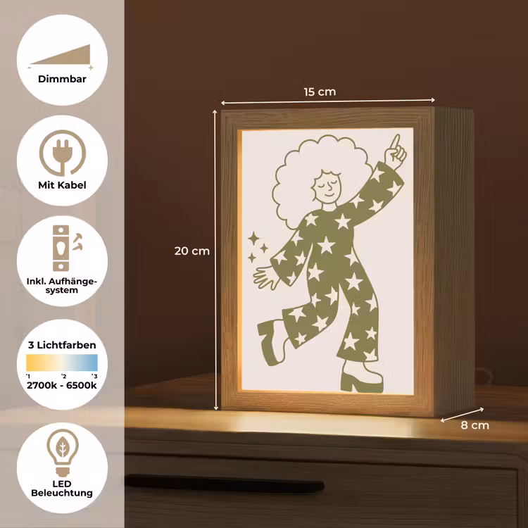 Personalisierte Lightbox - Menschen – Tanzen – Party – Vintage – Grün - Mensen - Dansend - Feest - Vintage - Groen Light Box met kabel (Tafellamp) klein