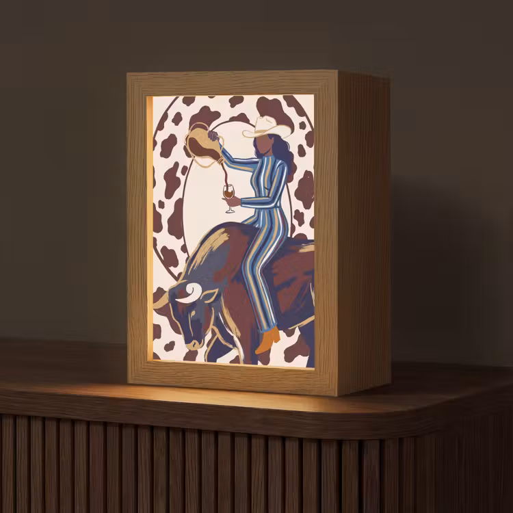 Personalisierte Lightbox - Menschen – Tiere – Cowboy – Abstrakt – Bunt - Mensen - Dieren - Cowboy - Abstract - Kleurrijk Light Box met kabel (Tafellamp) klein